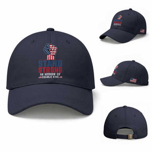Stand Strong In Honor Of Charlie Kirk Baseball Cap Handfist American Flag TS11 Baseball Cap Universal Fit Navy Print Your Wear