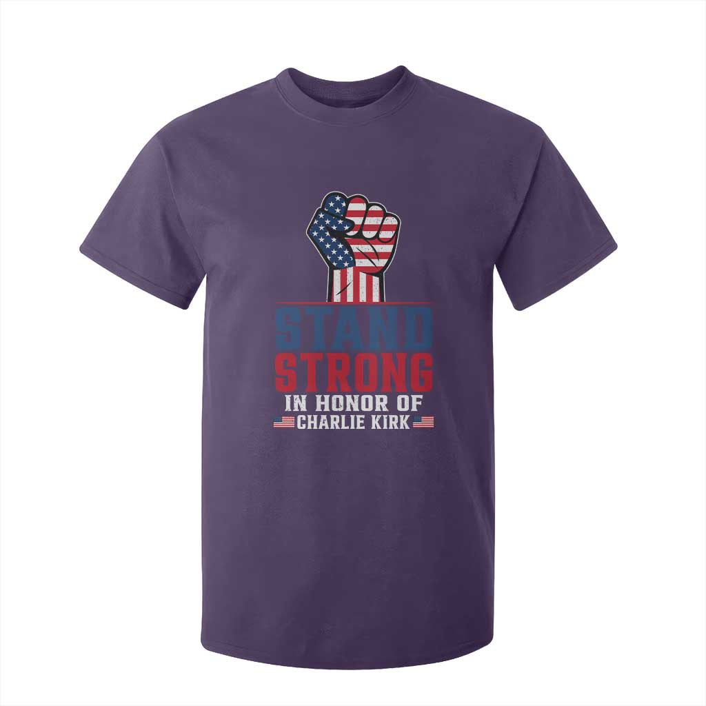 Stand Strong In Honor Of Charlie Kirk T Shirt For Kid Handfist American Flag TS11 Purple Print Your Wear