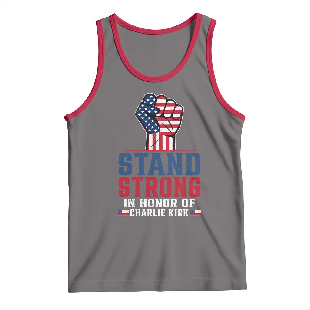 Stand Strong In Honor Of Charlie Kirk Tank Top Handfist American Flag TS11 Deep Heather Red Print Your Wear