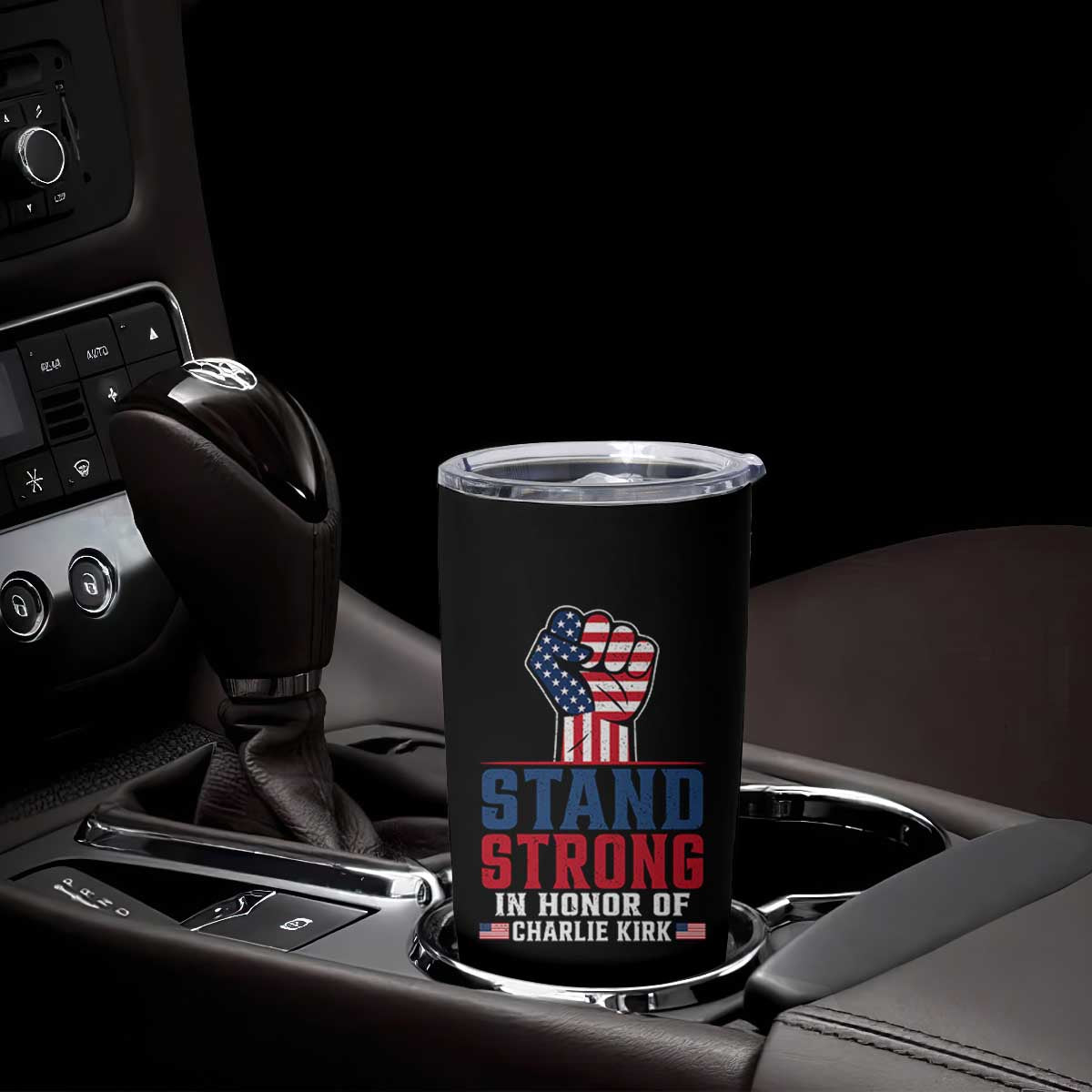 Stand Strong In Honor Of Charlie Kirk Tumbler Cup Handfist American Flag TS11 Print Your Wear