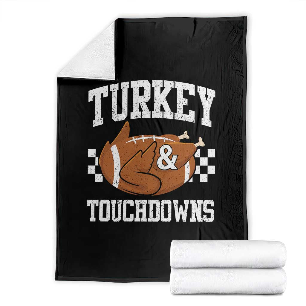 Funny Turkey And Touchdowns Throw Blanket Thanksgiving American Football TS11 Black Print Your Wear