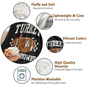 Funny Turkey And Touchdowns Throw Blanket Thanksgiving American Football - Print Your Wear