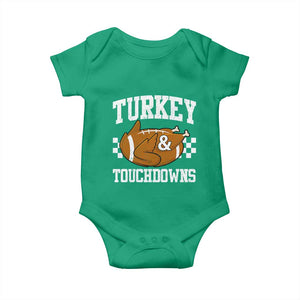 Funny Turkey And Touchdowns Baby Onesie Thanksgiving American Football - Print Your Wear