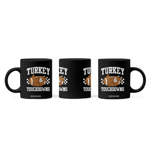 Funny Turkey And Touchdowns Coffee Mug Thanksgiving American Football - Print Your Wear