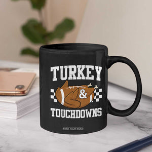 Funny Turkey And Touchdowns Coffee Mug Thanksgiving American Football TS11 Print Your Wear