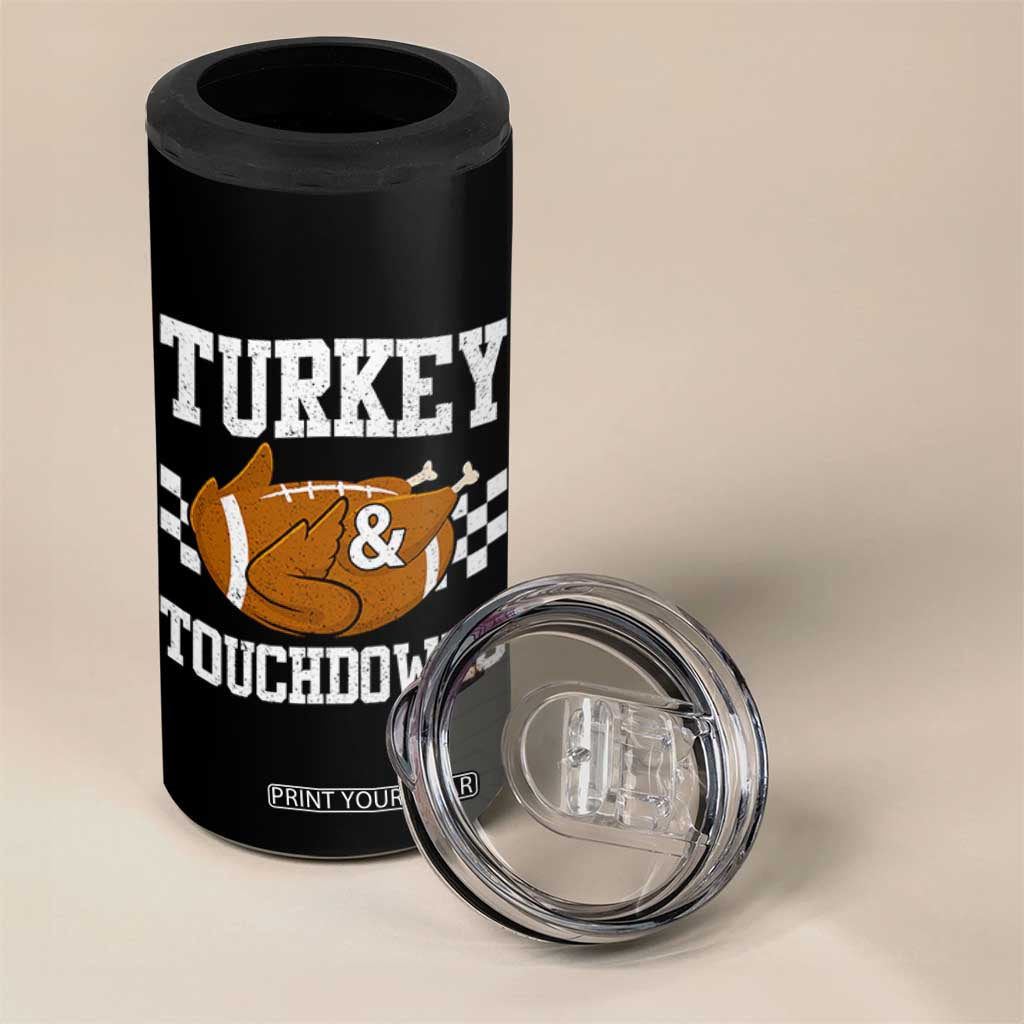 Funny Turkey And Touchdowns 4 in 1 Can Cooler Tumbler Thanksgiving American Football TS11 Print Your Wear