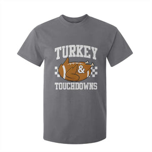 Funny Turkey And Touchdowns T Shirt For Kid Thanksgiving American Football - Print Your Wear