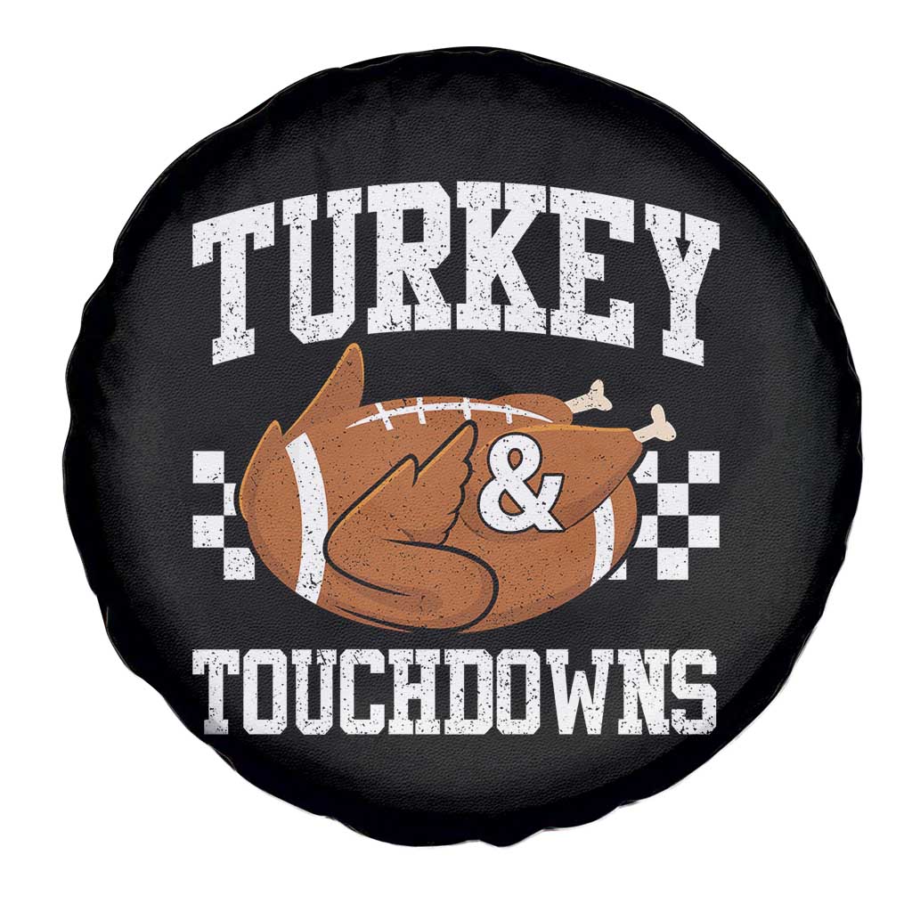 Funny Turkey And Touchdowns Spare Tire Cover Thanksgiving American Football TS11 Print Your Wear