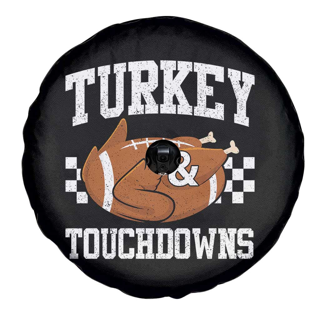 Funny Turkey And Touchdowns Spare Tire Cover Thanksgiving American Football TS11 Print Your Wear