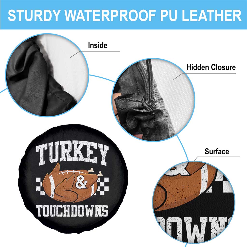 Funny Turkey And Touchdowns Spare Tire Cover Thanksgiving American Football TS11 Print Your Wear
