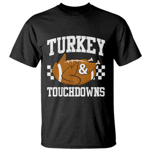 Funny Turkey And Touchdowns T Shirt Thanksgiving American Football - Print Your Wear