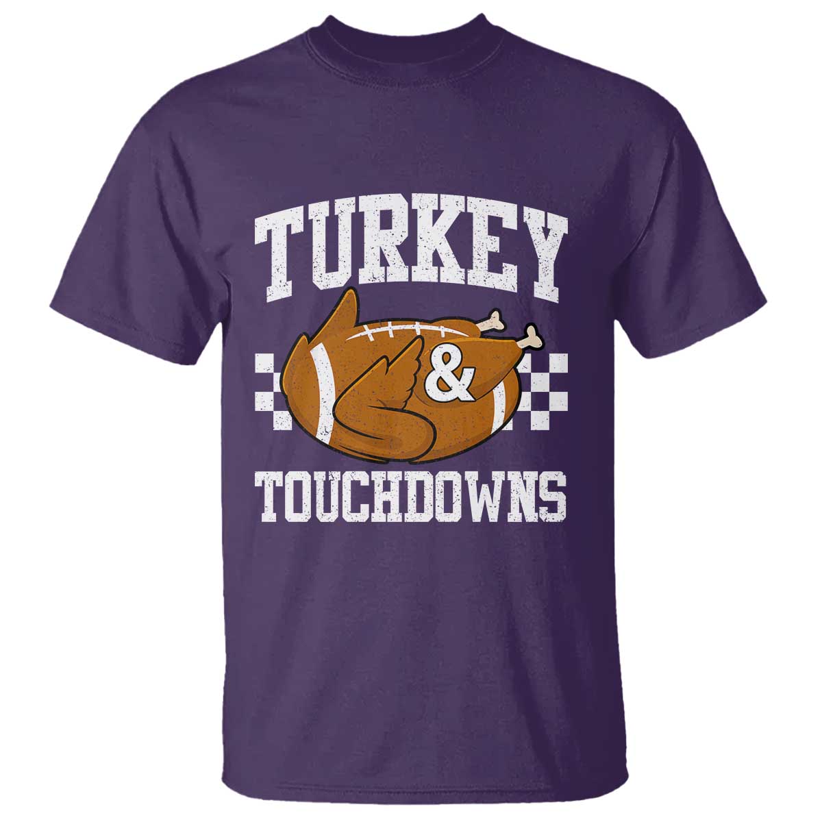 Funny Turkey And Touchdowns T Shirt Thanksgiving American Football TS11 Purple Print Your Wear