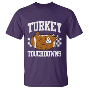 Funny Turkey And Touchdowns T Shirt Thanksgiving American Football - Print Your Wear