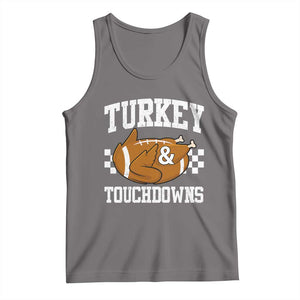 Funny Turkey And Touchdowns Tank Top Thanksgiving American Football TS11 Deep Heather Print Your Wear