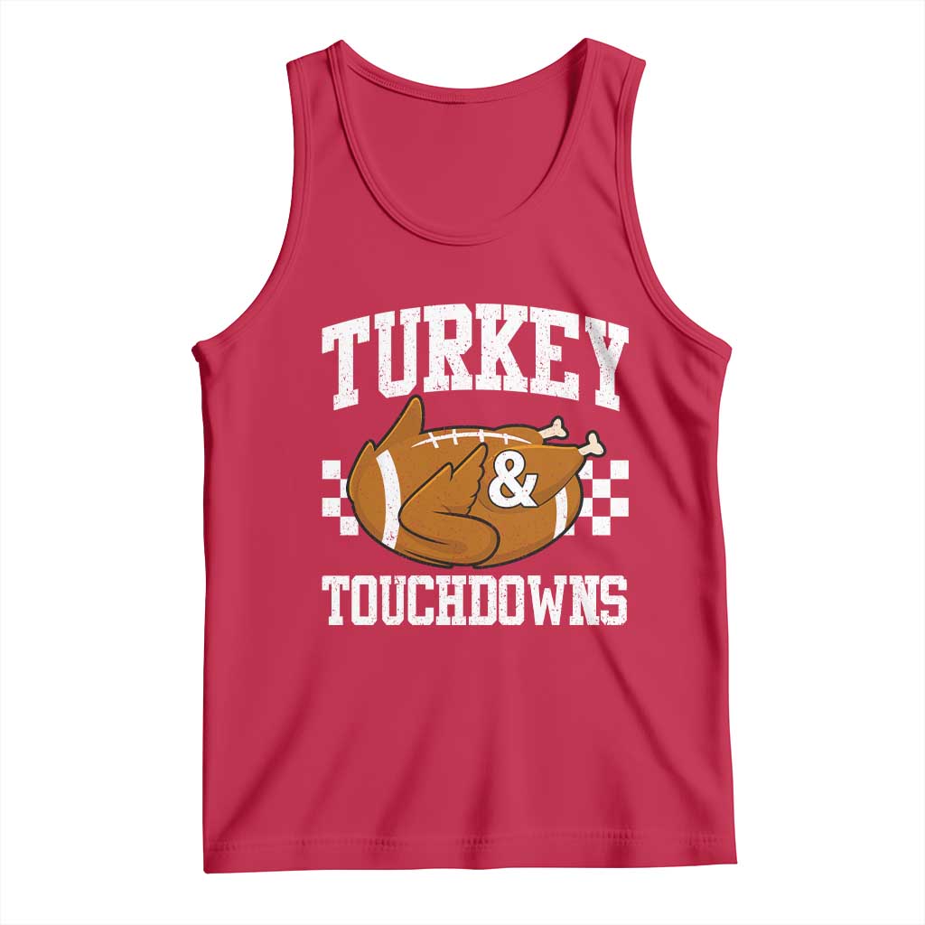 Funny Turkey And Touchdowns Tank Top Thanksgiving American Football TS11 Red Print Your Wear