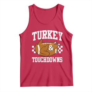 Funny Turkey And Touchdowns Tank Top Thanksgiving American Football TS11 Red Print Your Wear