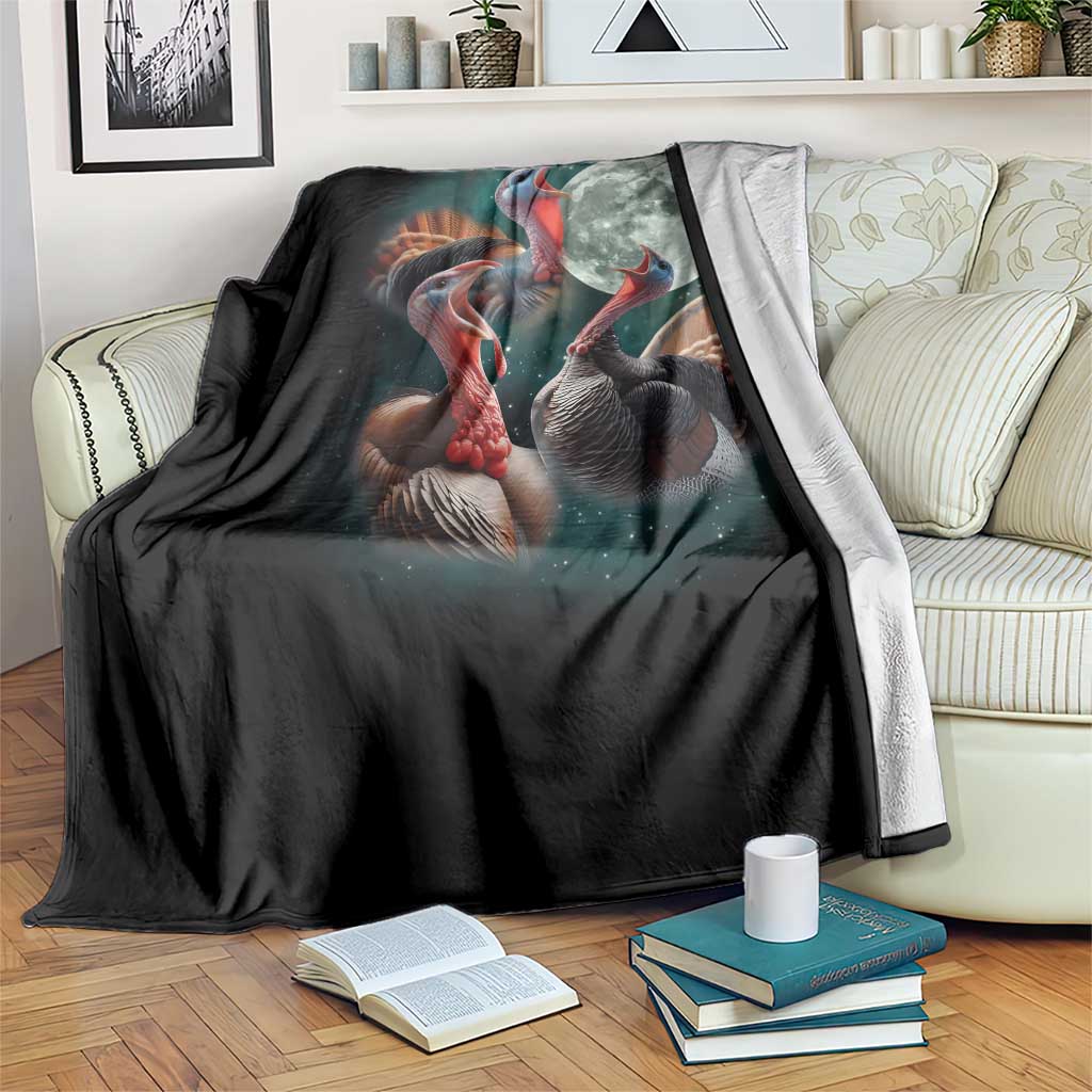 Funny Three Turkey Moon Throw Blanket Weird Cursed Thanksgiving Meme TS11 Print Your Wear