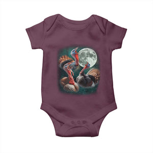 Funny Three Turkey Moon Baby Onesie Weird Cursed Thanksgiving Meme TS11 Maroon Print Your Wear