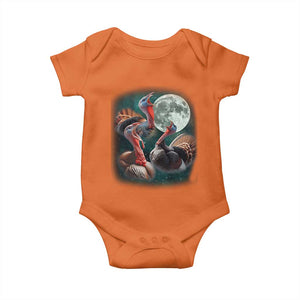 Funny Three Turkey Moon Baby Onesie Weird Cursed Thanksgiving Meme TS11 Orange Print Your Wear