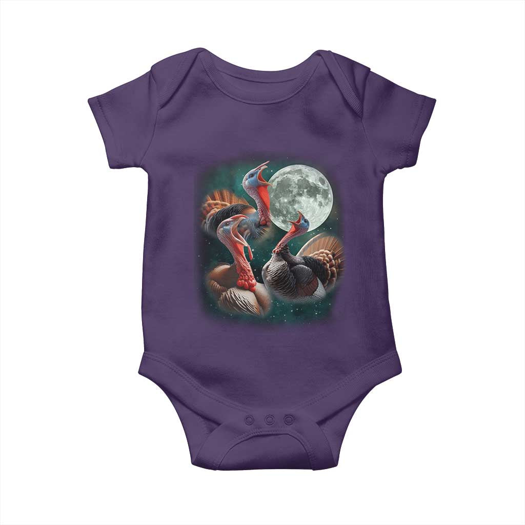 Funny Three Turkey Moon Baby Onesie Weird Cursed Thanksgiving Meme TS11 Purple Print Your Wear
