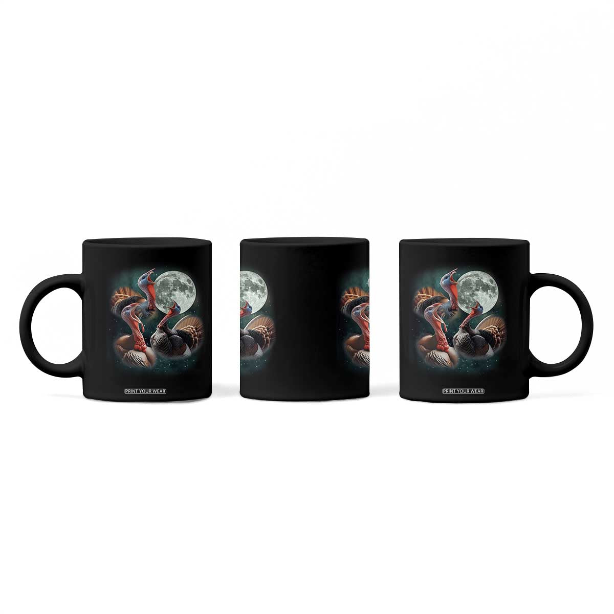 Funny Three Turkey Moon Coffee Mug Weird Cursed Thanksgiving Meme TS11 Print Your Wear
