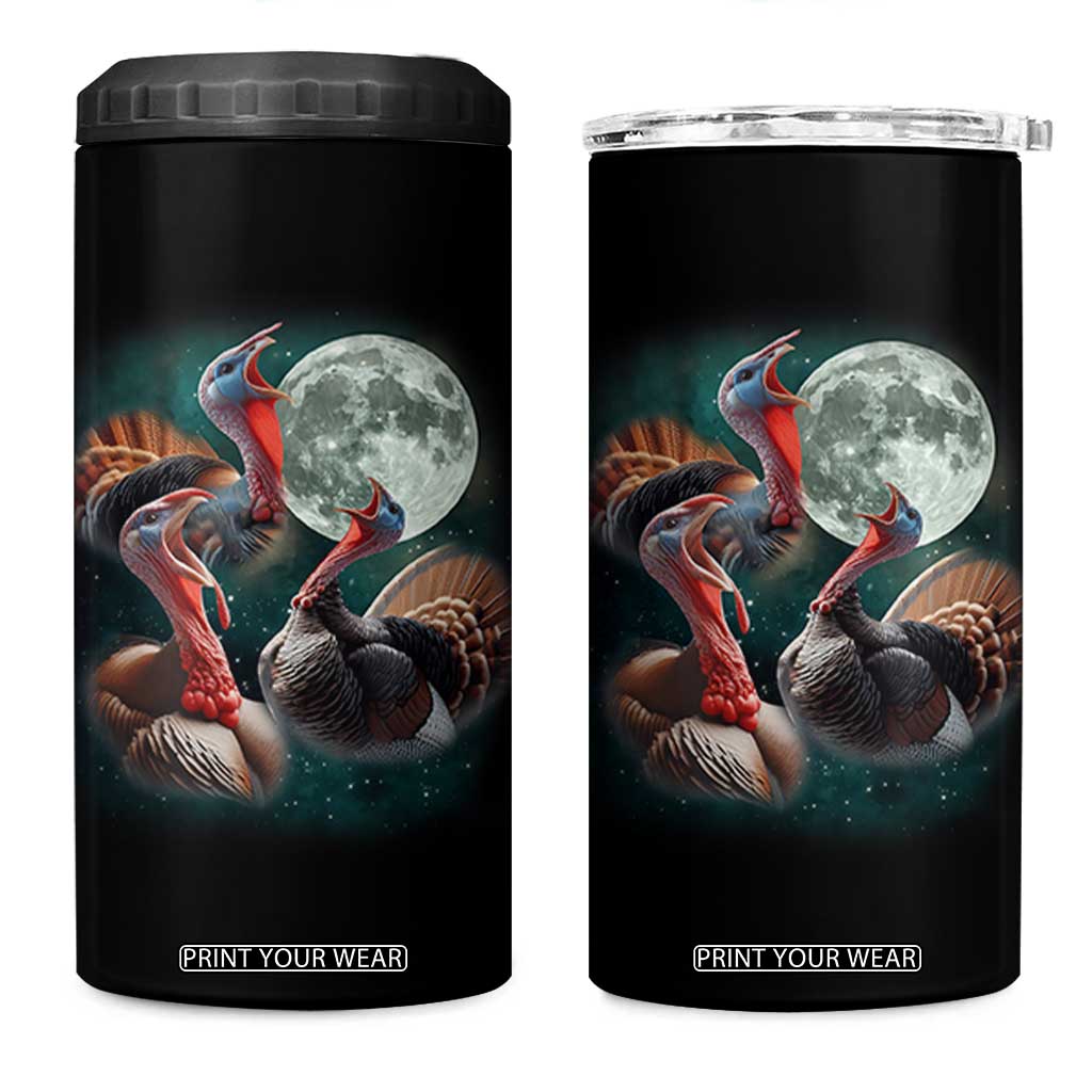 Funny Three Turkey Moon 4 in 1 Can Cooler Tumbler Weird Cursed Thanksgiving Meme TS11 One Size: 16 oz Black Print Your Wear