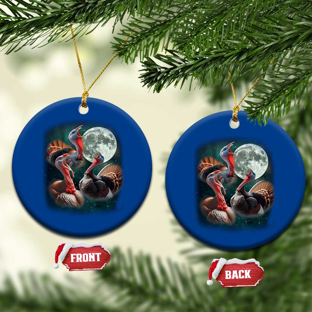 Funny Three Turkey Moon Ceramic Ornament Weird Cursed Thanksgiving Meme TS11 1pc Blue Print Your Wear