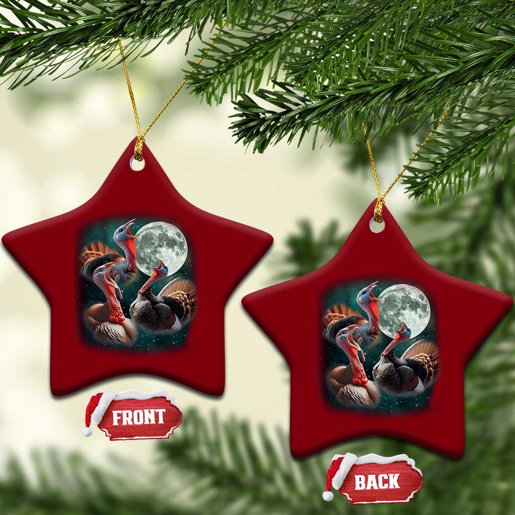 Funny Three Turkey Moon Ceramic Ornament Weird Cursed Thanksgiving Meme TS11 Print Your Wear