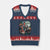 Funny Three Turkey Moon V-Neck Knit Sweater Vest Weird Cursed Thanksgiving Meme TS11 Navy Red Print Your Wear