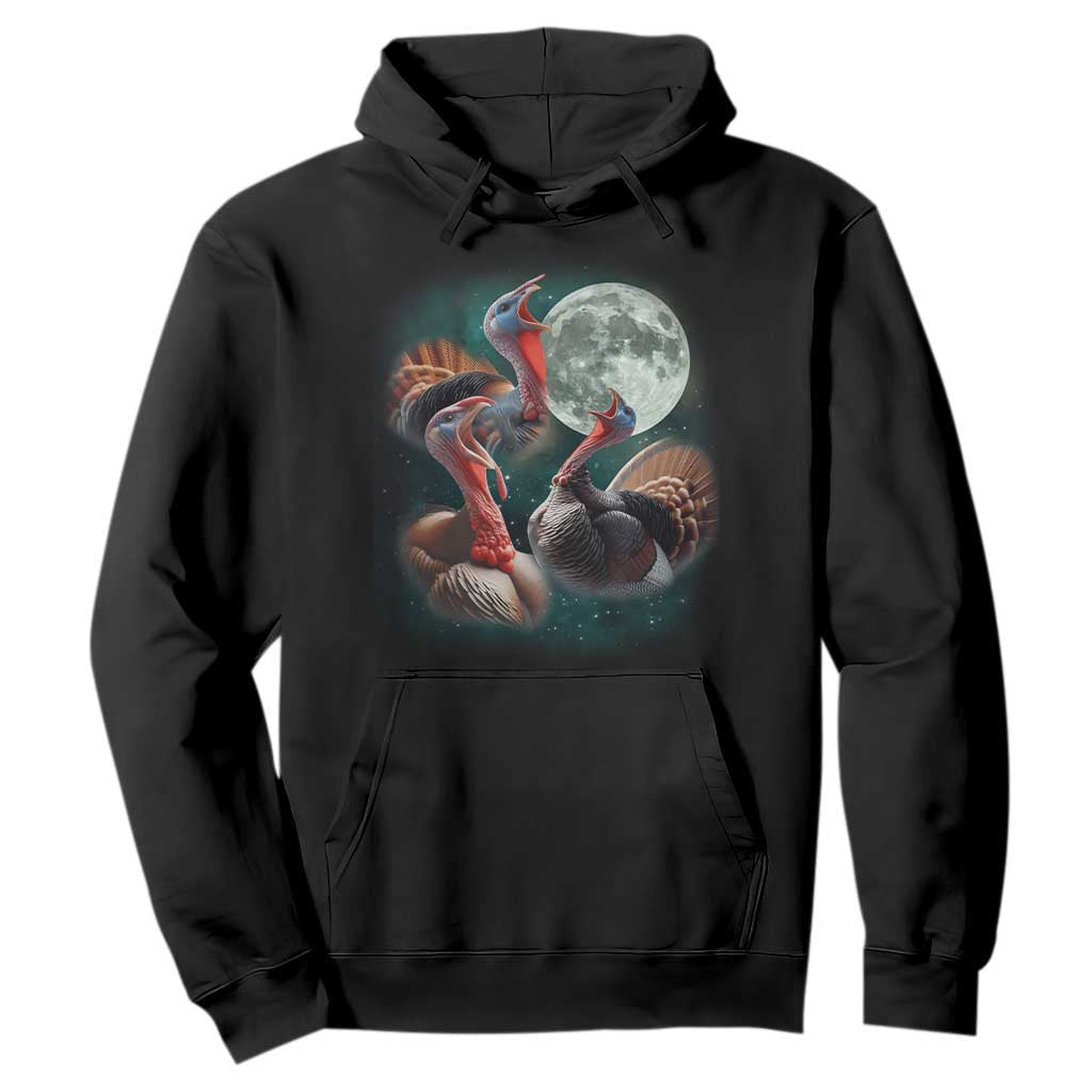 Funny Three Turkey Moon Hoodie Weird Cursed Thanksgiving Meme TS11 Black Print Your Wear