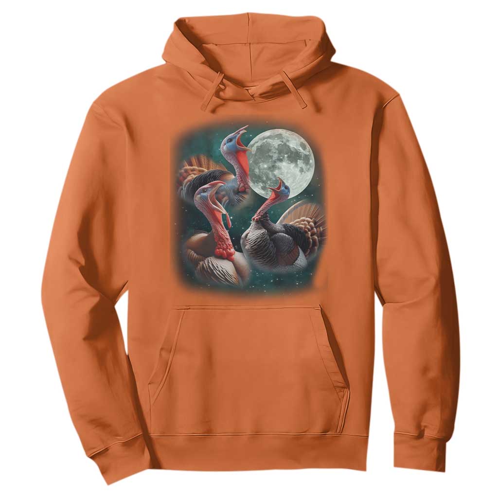 Funny Three Turkey Moon Hoodie Weird Cursed Thanksgiving Meme TS11 Orange Print Your Wear