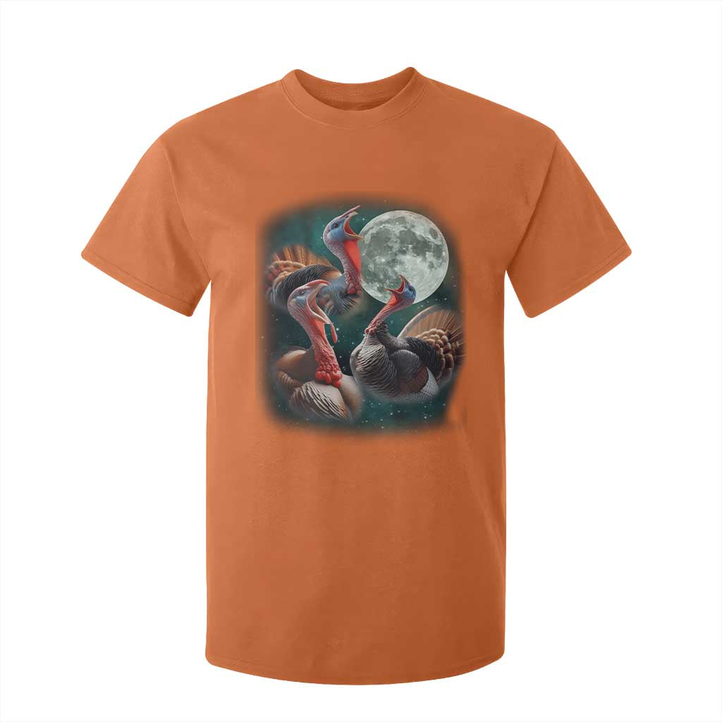 Funny Three Turkey Moon T Shirt For Kid Weird Cursed Thanksgiving Meme TS11 Orange Print Your Wear