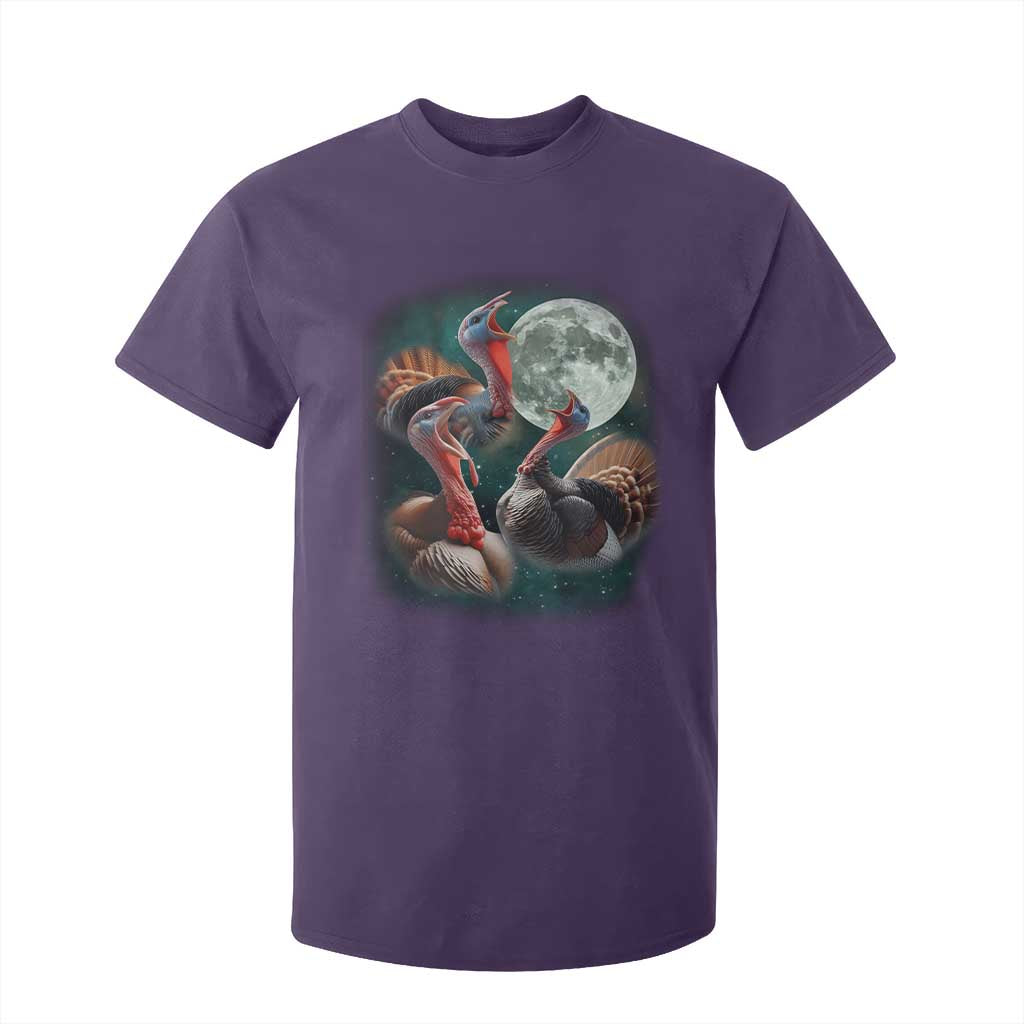 Funny Three Turkey Moon T Shirt For Kid Weird Cursed Thanksgiving Meme TS11 Purple Print Your Wear