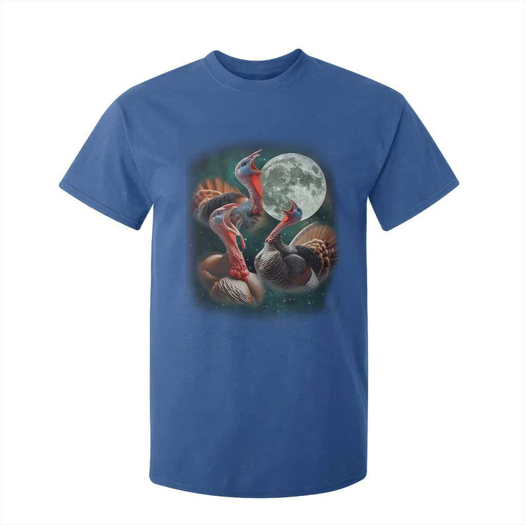 Funny Three Turkey Moon T Shirt For Kid Weird Cursed Thanksgiving Meme TS11 Royal Blue Print Your Wear