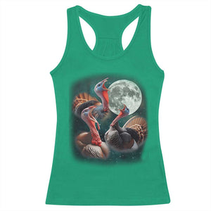 Funny Three Turkey Moon Racerback Tank Top Weird Cursed Thanksgiving Meme TS11 Irish Green Print Your Wear