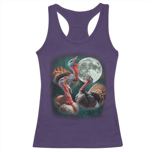 Funny Three Turkey Moon Racerback Tank Top Weird Cursed Thanksgiving Meme TS11 Purple Print Your Wear