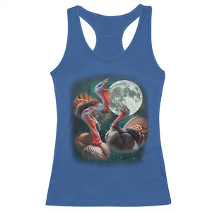 Funny Three Turkey Moon Racerback Tank Top Weird Cursed Thanksgiving Meme TS11 Royal Blue Print Your Wear