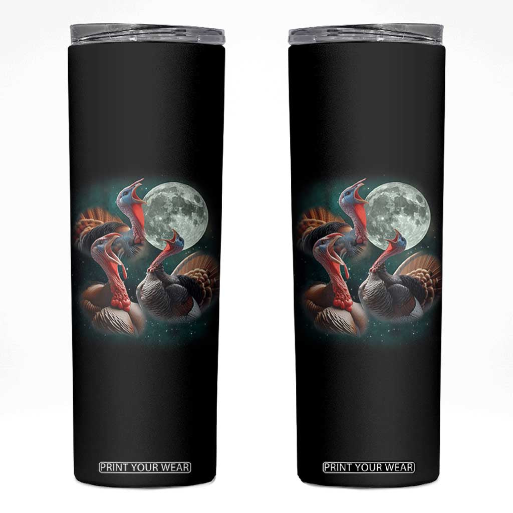 Funny Three Turkey Moon Skinny Tumbler Weird Cursed Thanksgiving Meme TS11 Black Print Your Wear