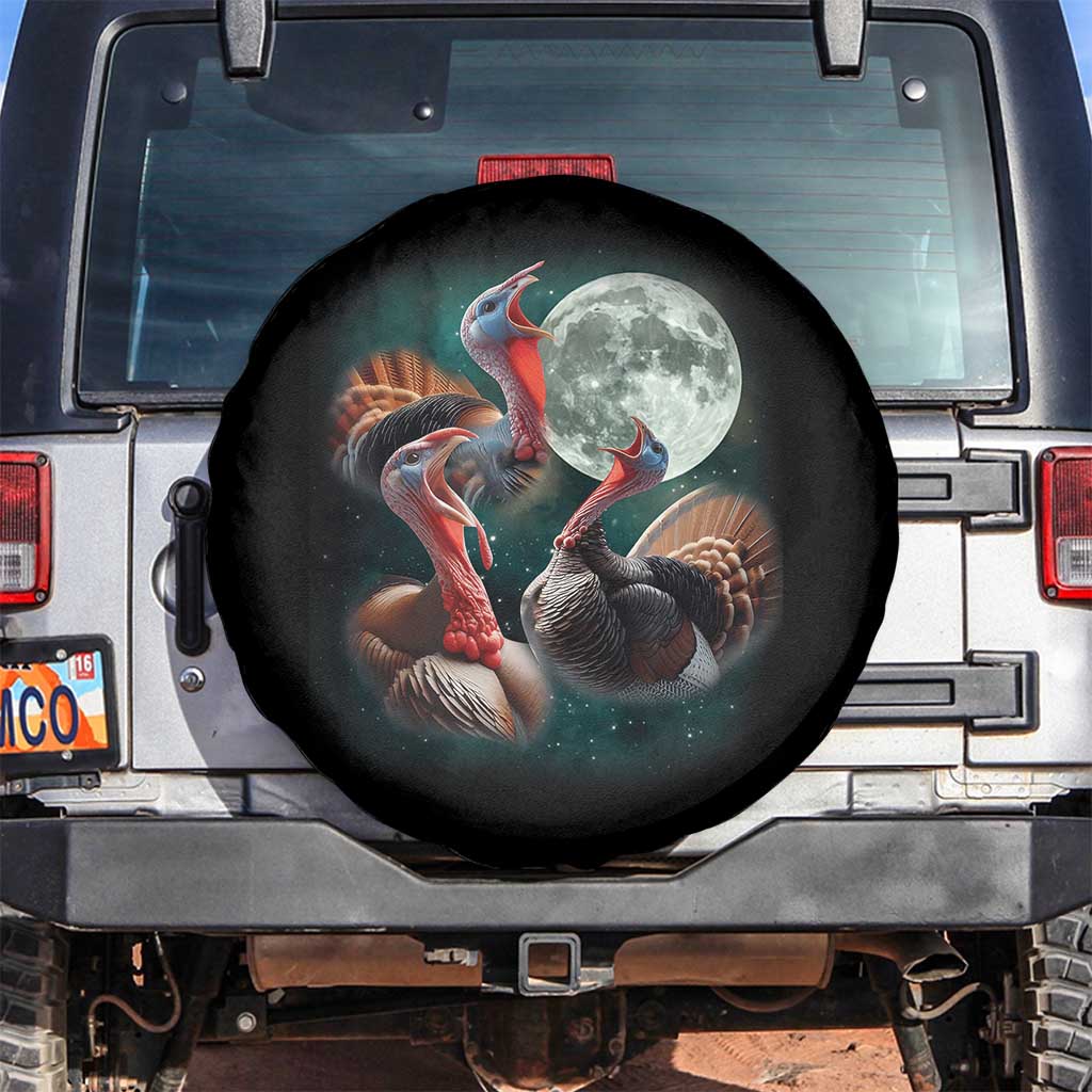 Funny Three Turkey Moon Spare Tire Cover Weird Cursed Thanksgiving Meme TS11 No hole Black Print Your Wear