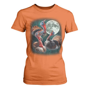 Funny Three Turkey Moon T Shirt For Women Weird Cursed Thanksgiving Meme TS11 Orange Print Your Wear