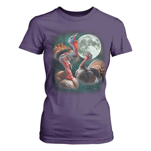 Funny Three Turkey Moon T Shirt For Women Weird Cursed Thanksgiving Meme TS11 Purple Print Your Wear