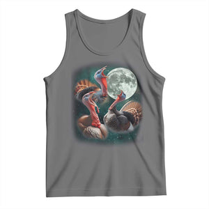 Funny Three Turkey Moon Tank Top Weird Cursed Thanksgiving Meme TS11 Black Heather Print Your Wear