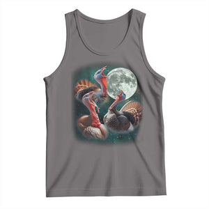 Funny Three Turkey Moon Tank Top Weird Cursed Thanksgiving Meme TS11 Deep Heather Print Your Wear