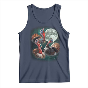 Funny Three Turkey Moon Tank Top Weird Cursed Thanksgiving Meme TS11 Navy Print Your Wear