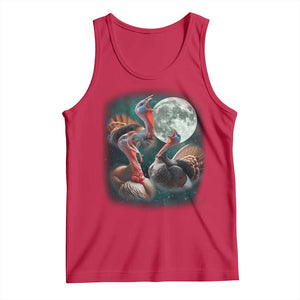 Funny Three Turkey Moon Tank Top Weird Cursed Thanksgiving Meme TS11 Red Print Your Wear