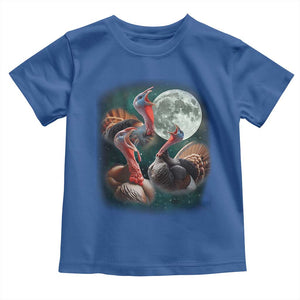 Funny Three Turkey Moon Toddler T Shirt Weird Cursed Thanksgiving Meme TS11 Royal Blue Print Your Wear