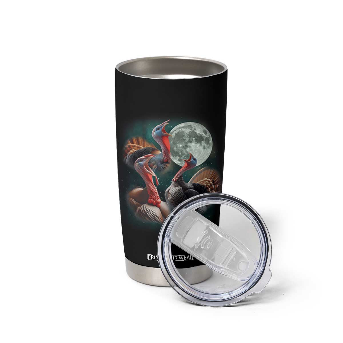 Funny Three Turkey Moon Tumbler Cup Weird Cursed Thanksgiving Meme TS11 Print Your Wear