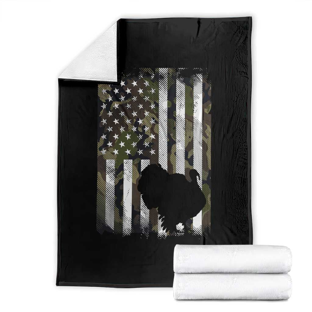 Turkey Hunting Camo US American Flag Thanksgiving Throw Blanket TS11 Black Print Your Wear