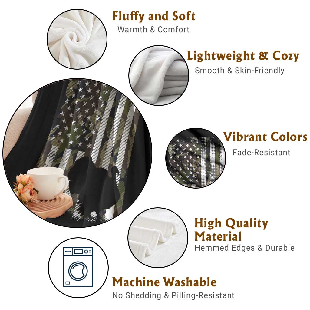 Turkey Hunting Camo US American Flag Thanksgiving Throw Blanket TS11 Print Your Wear