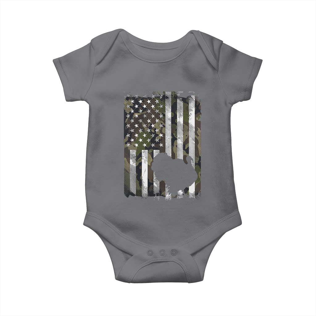 Turkey Hunting Camo US American Flag Thanksgiving Baby Onesie TS11 Charcoal Print Your Wear